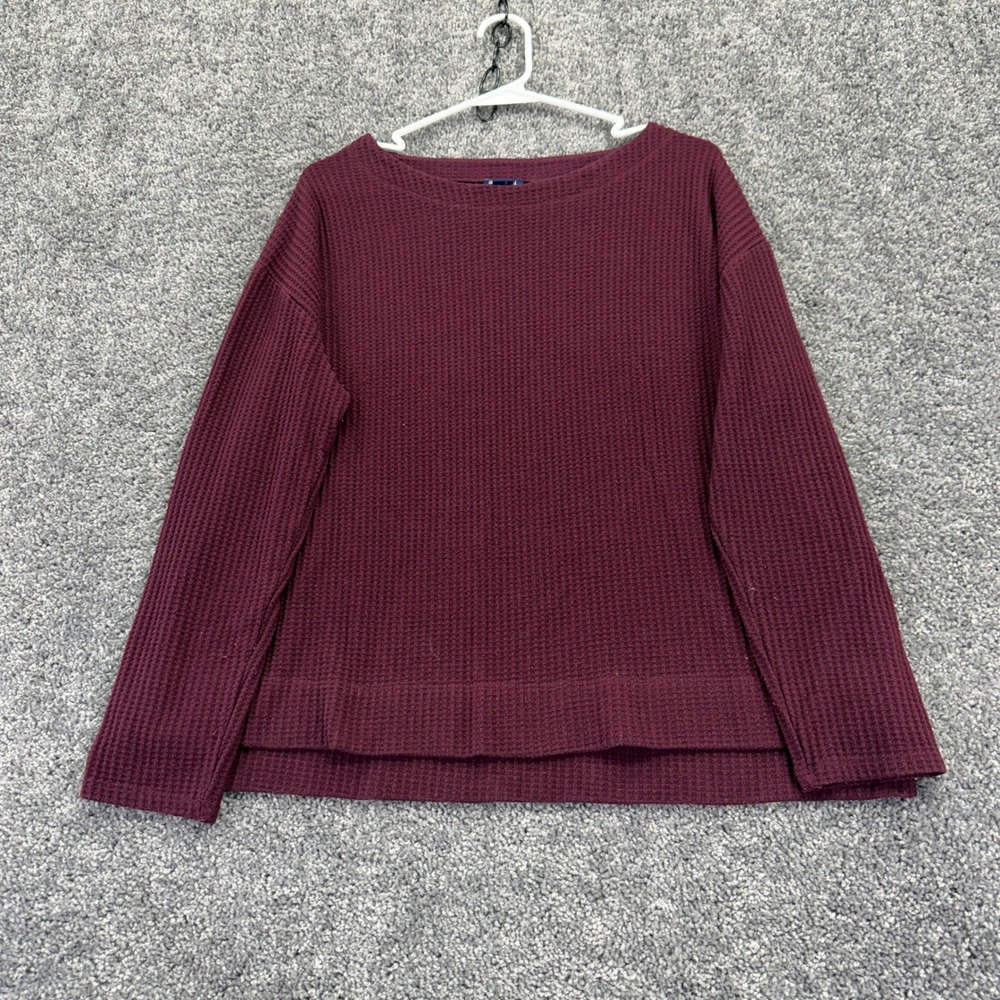 Splendid Waffle Knit Pullover Womens L/G Maroon Long Sleeve Top